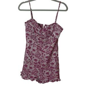 Likely Womens Romper Size 8 Pink Floral Embroidered Sweetheart Neck Sleeveless